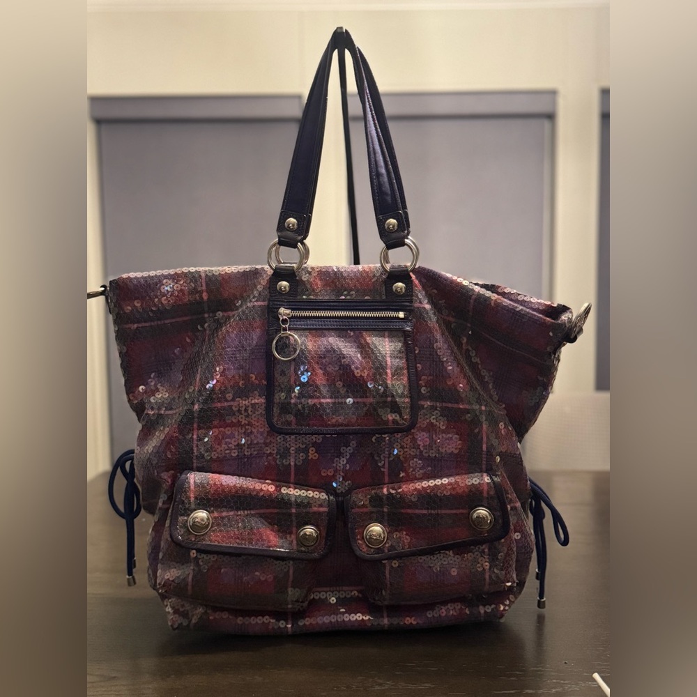 Coach poppy  Purple and Black Sequin Tote Bag